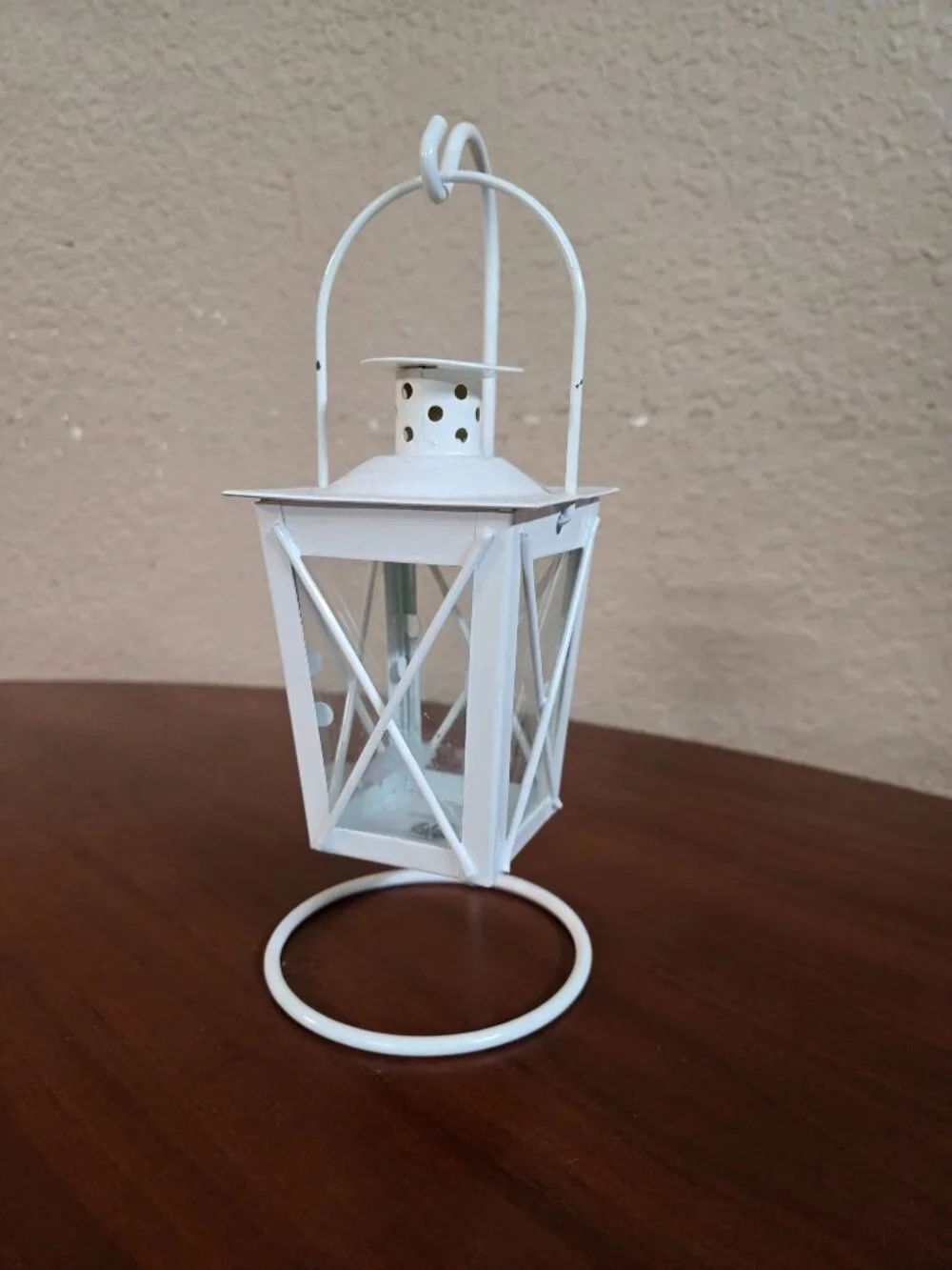Quaint White Railroad Mini Candle Lantern Tabletop Centerpieces/Decor Set of 2